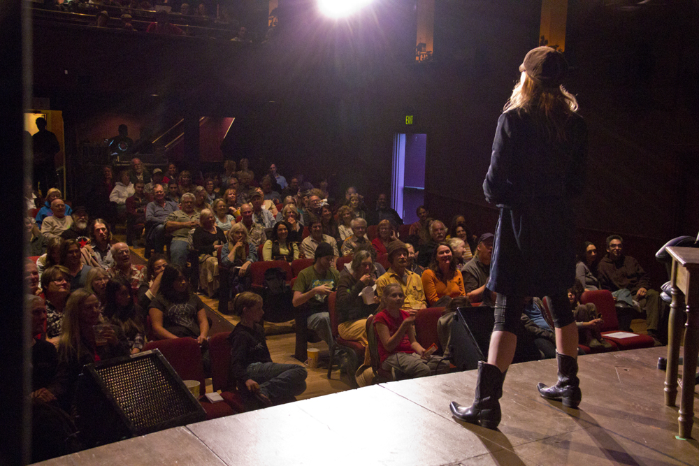 pre-show announcements at Arena Theater